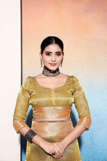 Ethnic Motifs Zari Woven Design Banarasi Saree